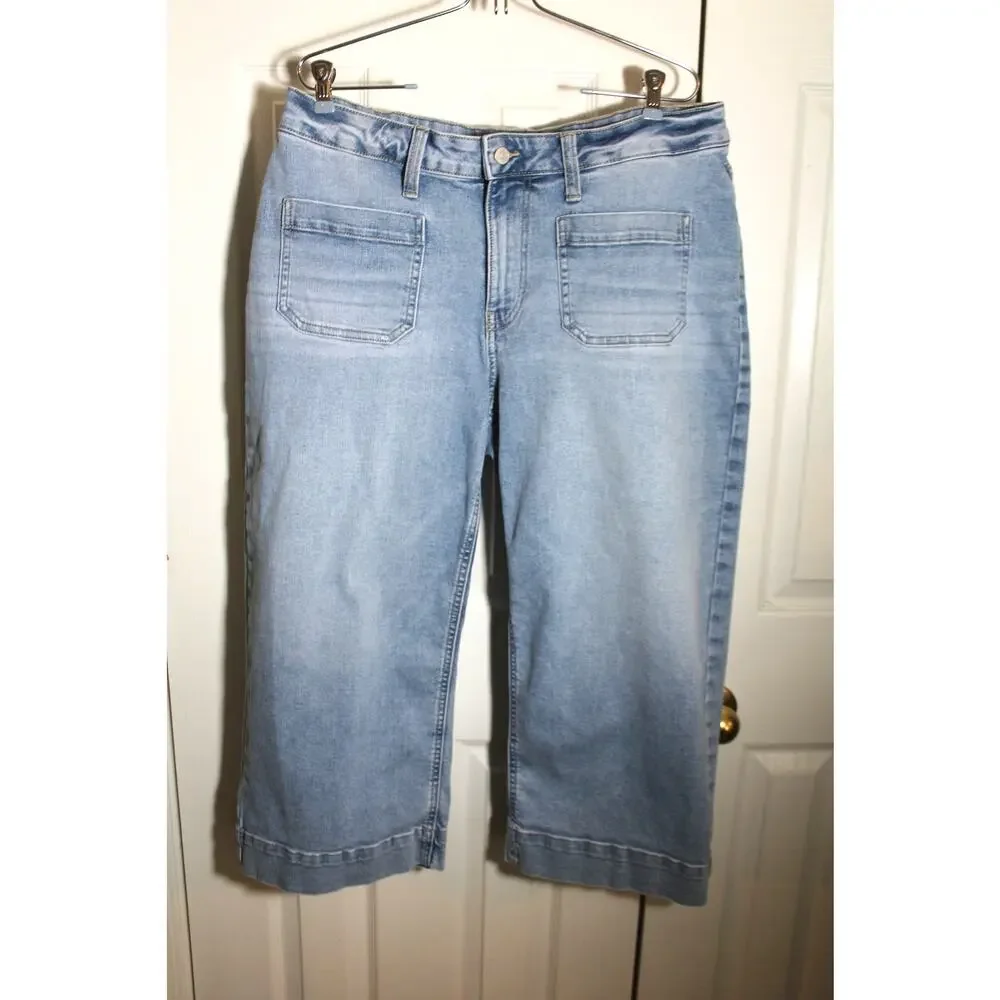 M Jeans by Maurices High Rise Wide Leg Cropped Jeans sz 14W Short - Picture 2 of 4